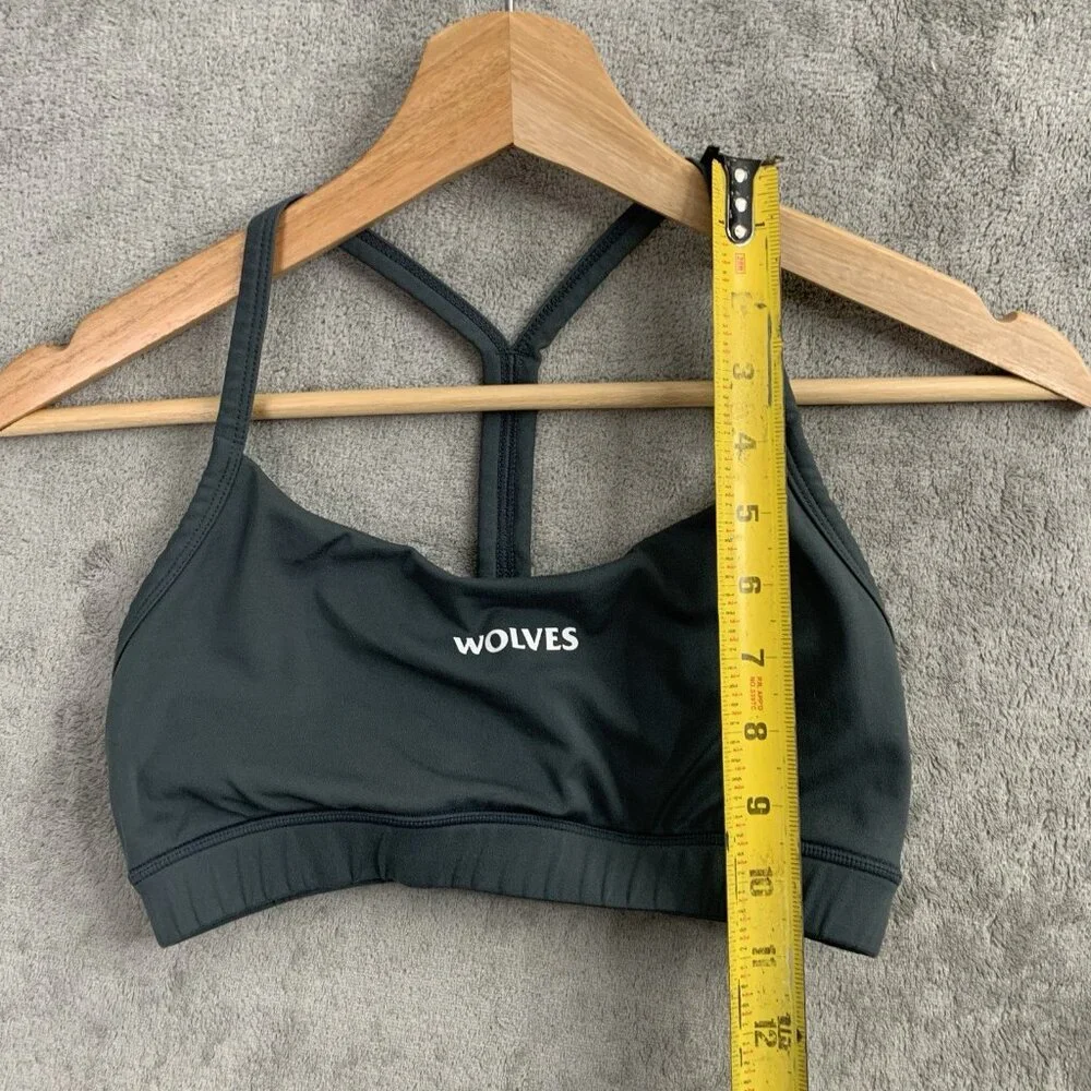 Darc Sport Sports Bra Womens Small Gray Workout Gym Athleisure Wolves Numbered - Picture 2 of 8